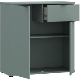 Mueble de almacenaje pequeño GANYMEDE GNMK222LU59 - Aparador 2 puertas, 1 cajón - Salvia - 80,1 x 34,1 x 82,3 cm