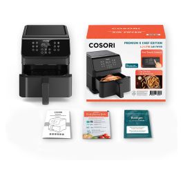 Cosori Premium II Chef Edition Freidora de Aire Caliente 6.2L, 1700W, 12 Programas (Freír, Asar, Hornear, Deshidratar), Color Negro