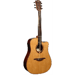 LAG Tramontane 118 A/E Guitarra Acústica Dreadnought Cutaway Tapa Cedro Rojo Macizo Natural Brillante