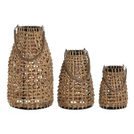 DKD Home Decor Lámpara Solar para Terraza y Jardín de Junco, LED, Marrón, 23 x 42 x 23 cm, Set de 3 (2 Unidades) Precio: 75.68999999. SKU: B1JDD6W8FJ