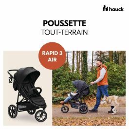 Hauck Cochecito Todoterreno RAPID 3 Air Negro 3 Ruedas Plegado con una Mano