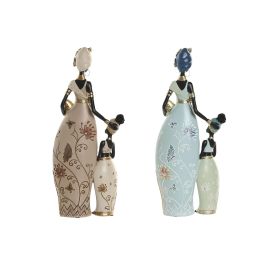 DKD Home Decor Figura Colonial Africana de Resina Verde Beige 6.5 x 35 x 15 cm (2 Unidades)