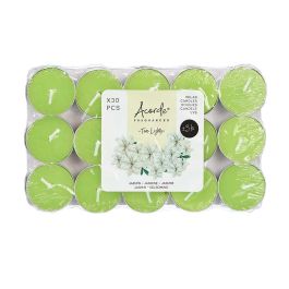 Acorde: Set de 30 Velas Tea Light Jazmín, 3 horas, 19 x 2.7 x 11.2 cm, Verde, Cera (24 Unidades)