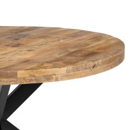 Mesa Comedor Natural-Negro Madera-Hierro 140 X 140 X 77 cm