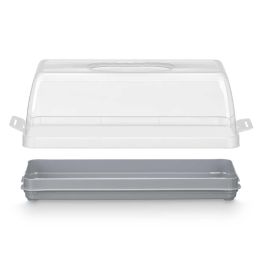 Leknes Portatarta Rectangular con Asa Gris, Plastico PP, 36x15x15 cm (12 Unidades) Leknes Portatarta Rectangular con Asa Gris, Plastico PP, 36x15x15 cm (12 Unidades)