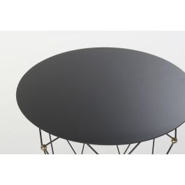 DKD Home Decor Mesita Auxiliar Estilo Loft en Metal y Cristal, Colores Negro y Dorado, Dimensiones 70x70x60 cm (Ancho x Largo x Alto)