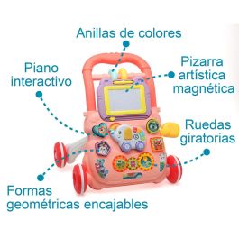 KioKids Andador Correpasillos Actividades Rosa con Piano, Pizarra y Juegos Educativos +12 Meses