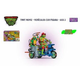 Figura tortugas ninja con vehiculo (moto sidecar o moto batalla) 33x19 cm - modelos surtidos