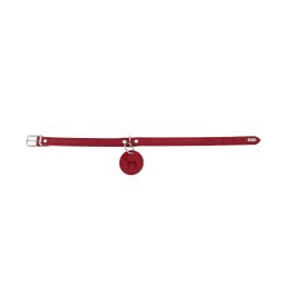 Hunter Collar Aalborg L para Perro de Cuero de Vaca Robusto Cuello 45-55 cm Rojo con Colgante y Agarre Cómodo