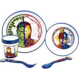 Vengadores CZ11304 Set Vajilla Comida Infantil 5 Piezas Plástico Bicolor Antideslizante Libre BPA y Apto Microondas Vengadores CZ11304 Set Vajilla Comida Infantil 5 Piezas Plástico Bicolor Antideslizante Libre BPA y Apto Microondas