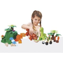 Ecoiffier Abrick Juguete de Construcción Dinoland con 3 Dinosaurios, Isla, Todoterreno y 2 Personajes – 18 meses+