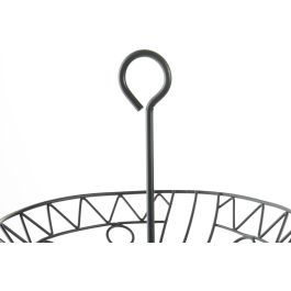 DKD Home Decor Frutero 3 Pisos Metálico Negro Geométrico Desmontable. Estilo Cottage. Colección Black Surewell. 28x28x58 cm