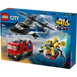 LEGO 60462 City Set de Construcción: Helicóptero, Camión de Bomberos y Submarino Modular - Juguete Infantil 7+ Años