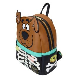 Loungefly Mochila mini Skeleton Scooby Doo, piel vegana, 26cm, Tirantes ajustables y estampados, Apliques y brillan en la oscuridad