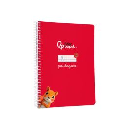 Cuaderno Espiral Liderpapel Din A5 Pautaguia Tapa Blanda 40H 75 gr Cuadro Pautado 5 mm Color Rojo 5 unidades