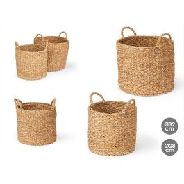 Giftdecor Set 2 Cestos Cilíndricos de Alga Marina con Asas, 32 cm Diámetro, Marrón, Ideal para Decoración y Almacenamiento (2 Unidades) Precio: 41.59000021. SKU: B15KD25PVM