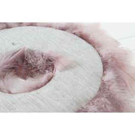 DKD Home Decor Corona de Navidad Fantasía con Plumas y Espuma Rosa Palo Blanco 40x40x6 cm (2 Unidades) Decoración Hogar