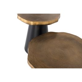 GINER Y COLOMER Lote de 2 Mesas de Centro Metal Negro y Cobre Envejecido 62 cm y 50 cm