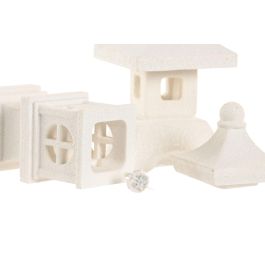 DKD Home Decor Decoración Luminosa Oriental de Pagoda LED Resina Blanca 16 cm (4 Unidades)