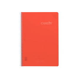 Carlin Cuaderno espiral A4 Tapa Plástico 80 Hojas 90gr Cuadro 4mm con Margen Color Rojo