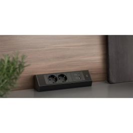 Bachmann Regleta Esquinera Casia 2: 2 Enchufes Schuko, USB A/C 22W. Diseño Compacto para Rincón en Cocina y Oficina. Cable 2m
