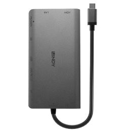 Lindy DST-Mini XT Estación Docking USB-C para Portátil con Salida de Vídeo HDMI/DisplayPort 4K/Doble 1080p y Carga Pass-Through 100W