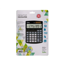 Liderpapel Calculadora sobremesa xf27 12 dígitos, solar y pilas, color negro