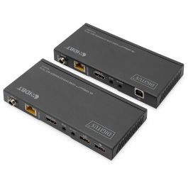 Digitus 4K HDBaseT 1x4 HDMI KVM Extender Set, Transmisor y Receptor Alámbrico, Soporta Cat6, Cat6a, Cat7, Cat8 hasta 70m