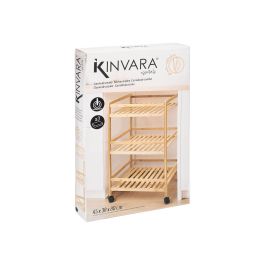 Kinvara Carrito Ancho Bambú 3 Alturas con Ruedas, 85x38x6 cm