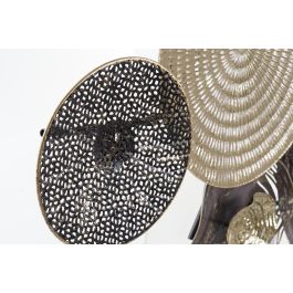 DKD Home Decor Reloj de Pared Moderno Mapamundi de Metal Dorado y Marrón 121x49.5 cm