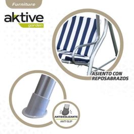 Balancín 3 plazas azul a rayas blancas aktive 180x107x160cm Balancín 3 plazas azul a rayas blancas aktive 180x107x160cm