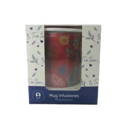 DKD Home Decor Mug Infusiones Moderno Turquesa Rojo Porcelana 8.5 x 11 x 11 cm (12 Unidades)