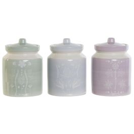 DKD Home Decor Bote Scandi Verde Lila 12 x 16 x 12 cm (3 Unidades)