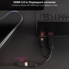 Nanocable 10.16.0205 Conversor HDMI 2.0 a DisplayPort 1.2, Soporta 4K@60Hz, Alimentación USB, 20cm Negro