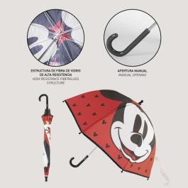 Cerdá Paraguas Manual Mickey de EVA 45 cm para Niños, con Edad Recomendada de 3 a 12 años, Color Rojo