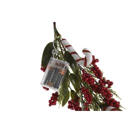 DKD Home Decor Guirnalda de Navidad Tradicional con 35 Luces LED, PVC Verde y Rojo, 180 cm de Altura, Funciona con 3 Pilas AA (Pack 2 Unidades)