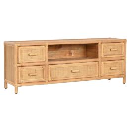 DKD Home Decor Mueble para TV Tropical de Abeto y Ratán Marrón Claro Acabado Natural con 5 Cajones y 1 Estantería 120x30x45 cm Precio: 223.78999973. SKU: B1GFEF2ZF7
