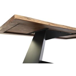 DKD Home Decor Mesa Comedor Moderno Natural Negro Acacia Metal 100 x 76 x 200 cm