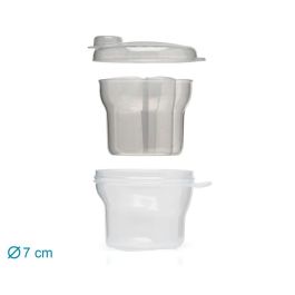 KioKids Dosificador de Leche en Polvo 3 Compartimentos Semitransparentes Bebé +0 Meses para Biberón Snacks Chupete Gris Esterilizable Lavavajillas