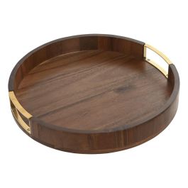 Bandeja Basicos DKD Home Decor Natural Dorado 35.5 x 5 x 35.5 cm