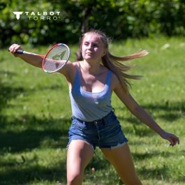 TALBOT TORRO AAAOW04920 Set Bádminton 4 Fighter - 4 Raquetas con Cordaje Multifilamento - 3 Volantes Sintéticos