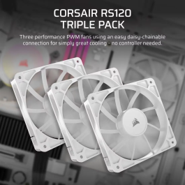 Corsair RS120 White Triple Pack Ventilador de Caja 120mm PWM Color Blanco 3 Unidades