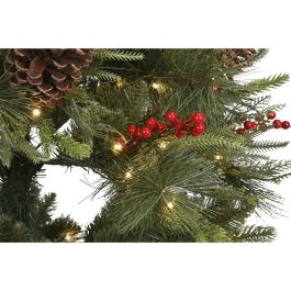 DKD Home Decor Árbol de Navidad Tradicional Verde y Rojo, 210 cm Alto (120x120 cm base), 1129 Ramas, Luz LED Cálida, Desmontable