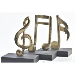 DKD Home Decor Decoración Moderna Nota Musical Dorada Negra Aluminio MDF 7 x 15 x 12 cm (6 Unidades)