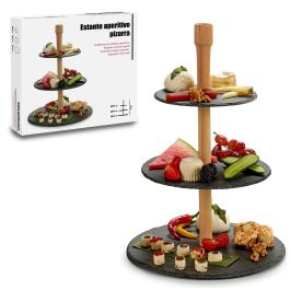 Kinvara Estante Pizarra 3 Pisos Redondo 30x30x40 cm (Set de 8)