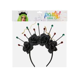 Diadema Corona Negra Con Rosas Y Alfileres De Colores Estilo Gótico Para Halloween, Cosplay Y Fiestas Temáticas