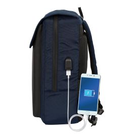 Safta Mochila Business con Solapa para Portátil 13,3'' con USB Azul Oscuro 29x39x12cm