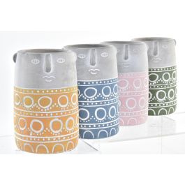 DKD Home Decor Macetero Urban 12x12x18 cm (4 Unidades) Amarillo Azul