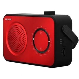 Aiwa R-190RD Radio Portátil Analógica 2W FM/MW con Alimentación Dual (Red y Pilas), Roja, Asa de Transporte y Toma de Auriculares 3.5mm