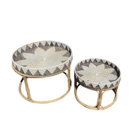 DKD Home Decor Mesa Centro Fibre Indo 24 de Ratán Hecha a Mano para Ambiente Item Home - Set de 2, 70 x 55 x 70 cm Precio: 225.68999981. SKU: B1A96DVECW